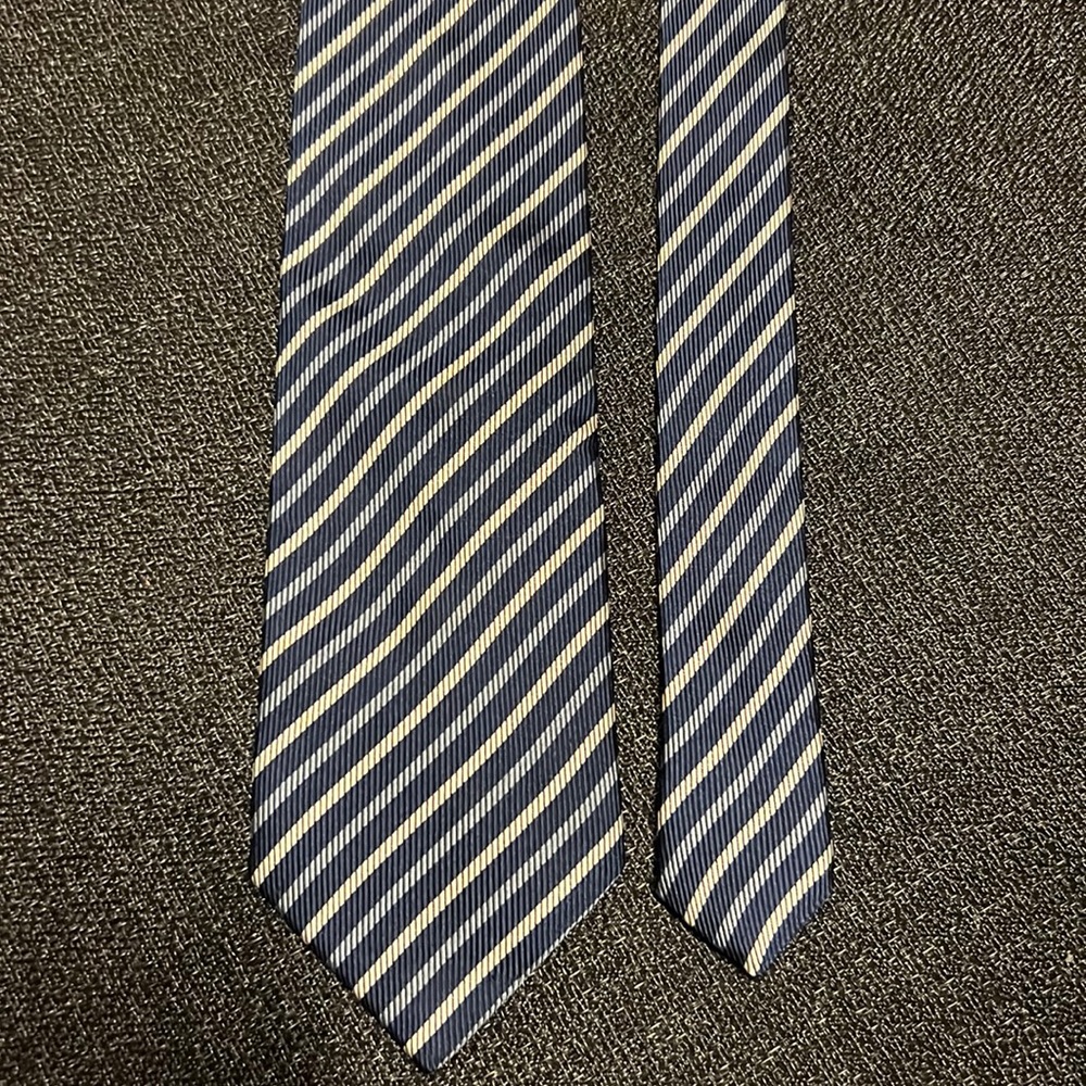 Canali Silk Striped Tie in Blue and Silver